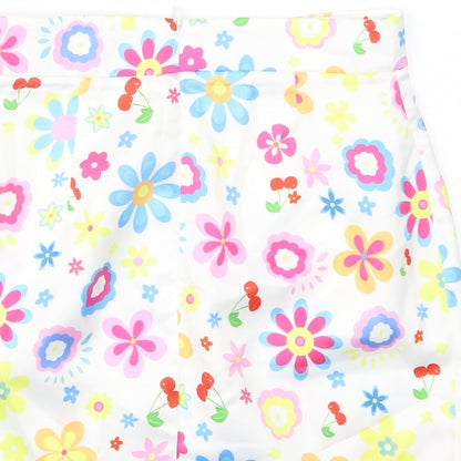 SheIn Womens White Floral  Straight & Pencil Skirt Size S