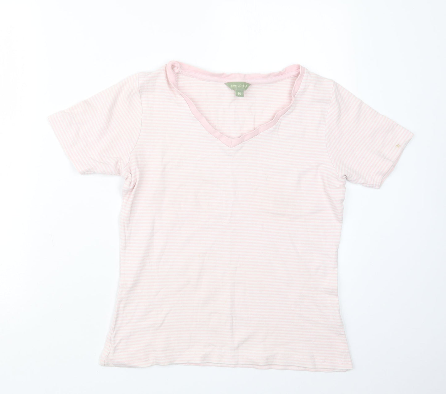 Hawkshead Womens Pink Striped  Basic T-Shirt Size 14