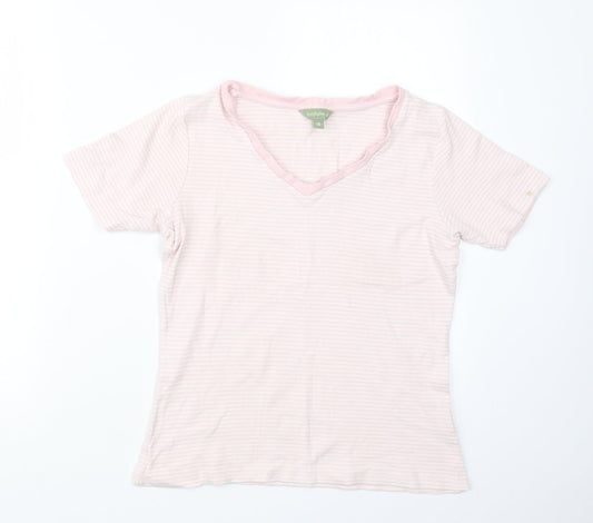 Hawkshead Womens Pink Striped  Basic T-Shirt Size 14