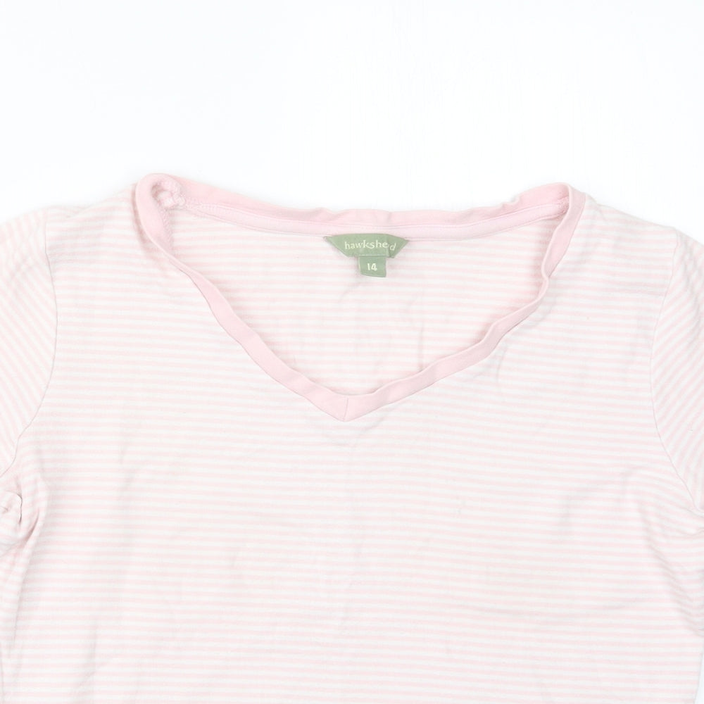 Hawkshead Womens Pink Striped  Basic T-Shirt Size 14