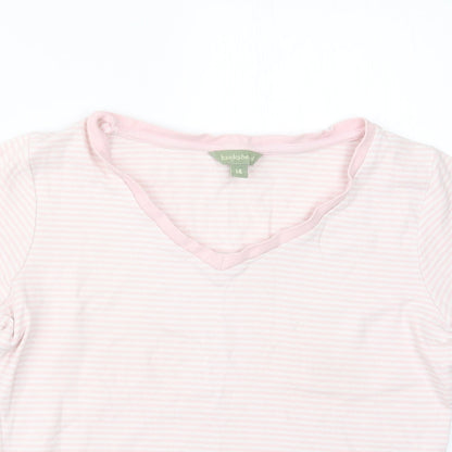 Hawkshead Womens Pink Striped  Basic T-Shirt Size 14