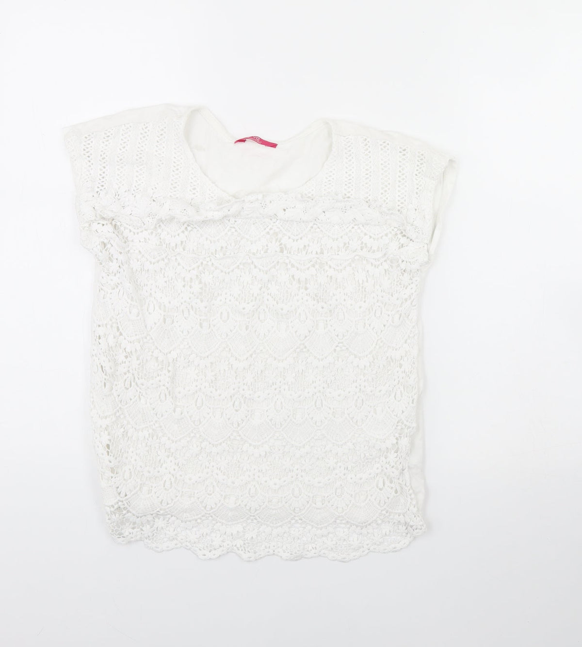 Front view of YD girls’ white basic t-shirt, size 12, years