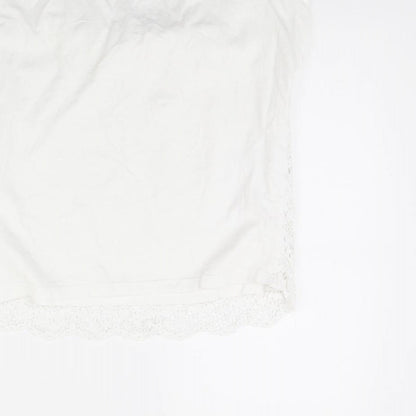 Brand and care label for YD girls’ white basic t-shirt, size 12, years