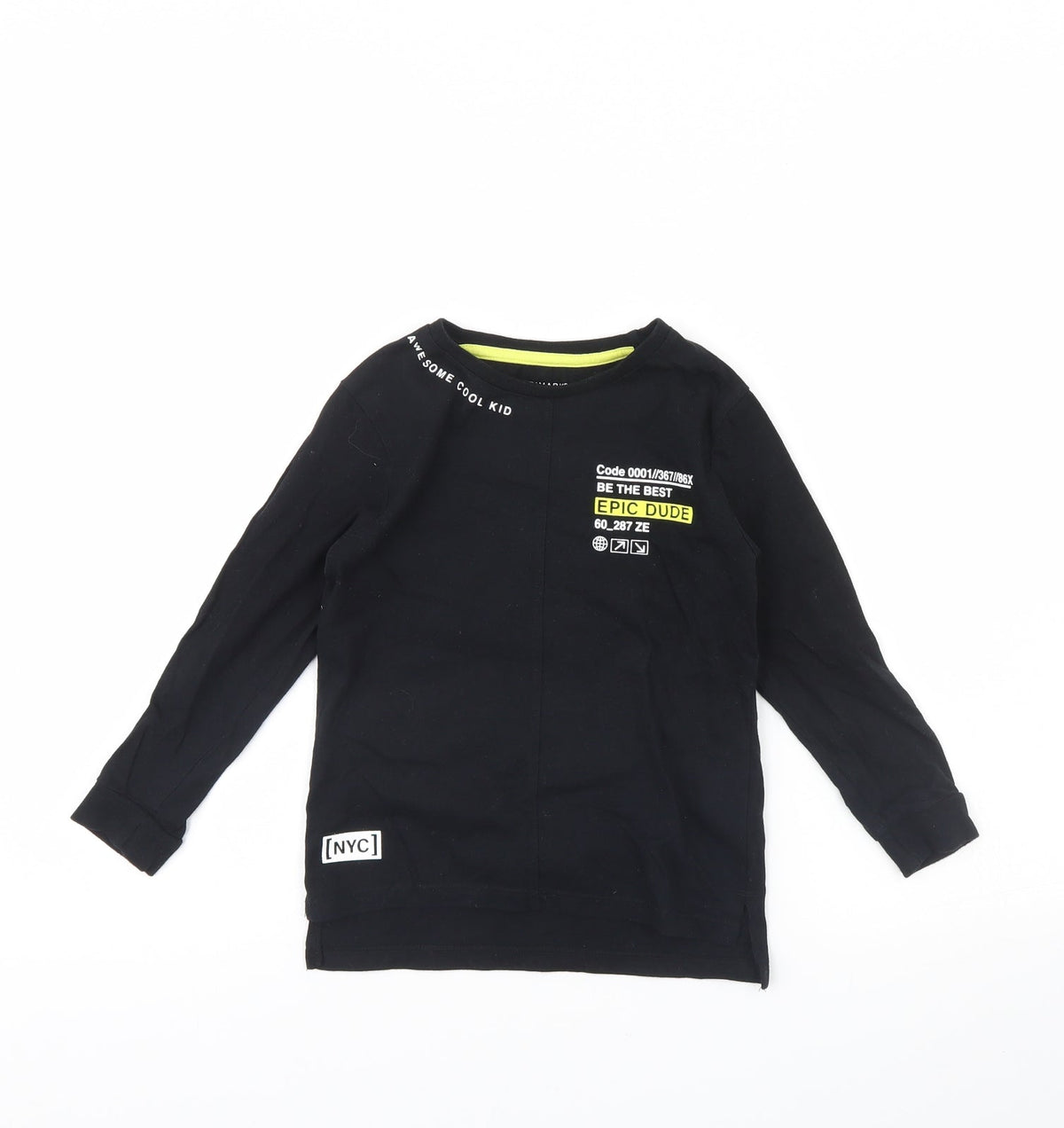 Additional front view of Primark boys’ black basic t-shirt, size 4, years