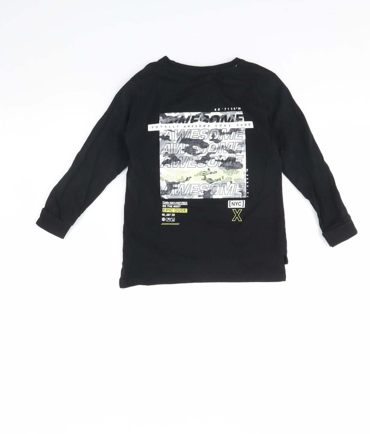 Back view of Primark boys’ black basic t-shirt, size 4, years