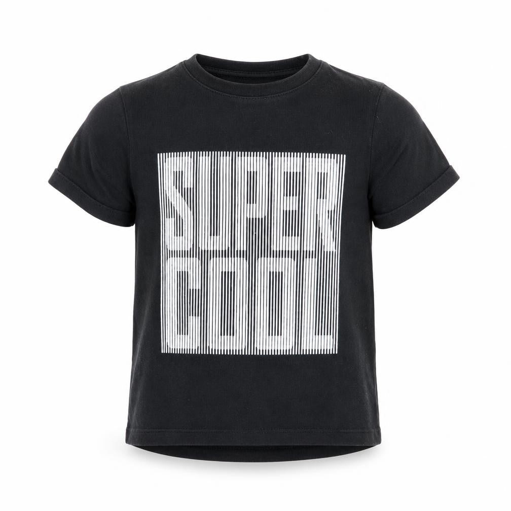 Front view of Nutmeg boys’ black basic t-shirt, size 5, years