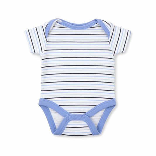 Front view of Preworn Baby White Striped Babygrow One-Piece, size 0-3, Months - Newborn