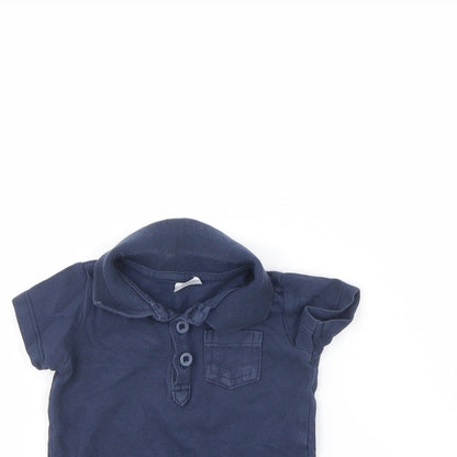 Close-up detail of F&F Baby Blue Basic Polo, size 3-6, Months