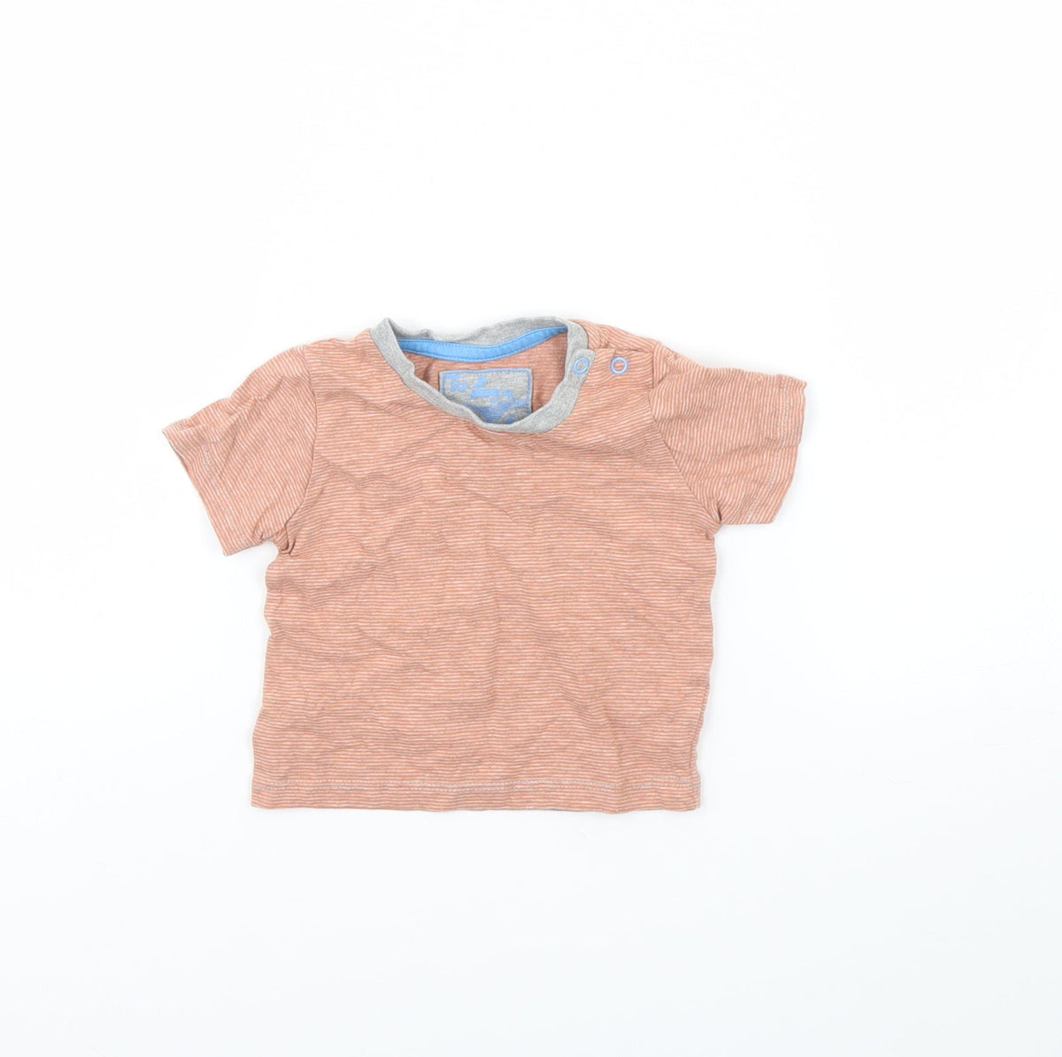 Additional front view of Tu Baby Orange Striped Basic T-Shirt, size 3-6, Months