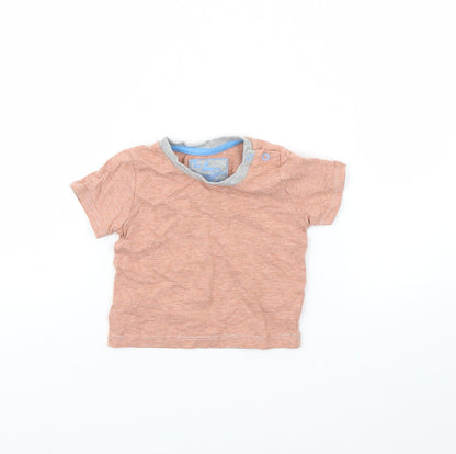 Additional front view of Tu Baby Orange Striped Basic T-Shirt, size 3-6, Months
