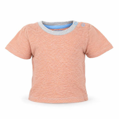 Front view of Tu Baby Orange Striped Basic T-Shirt, size 3-6, Months