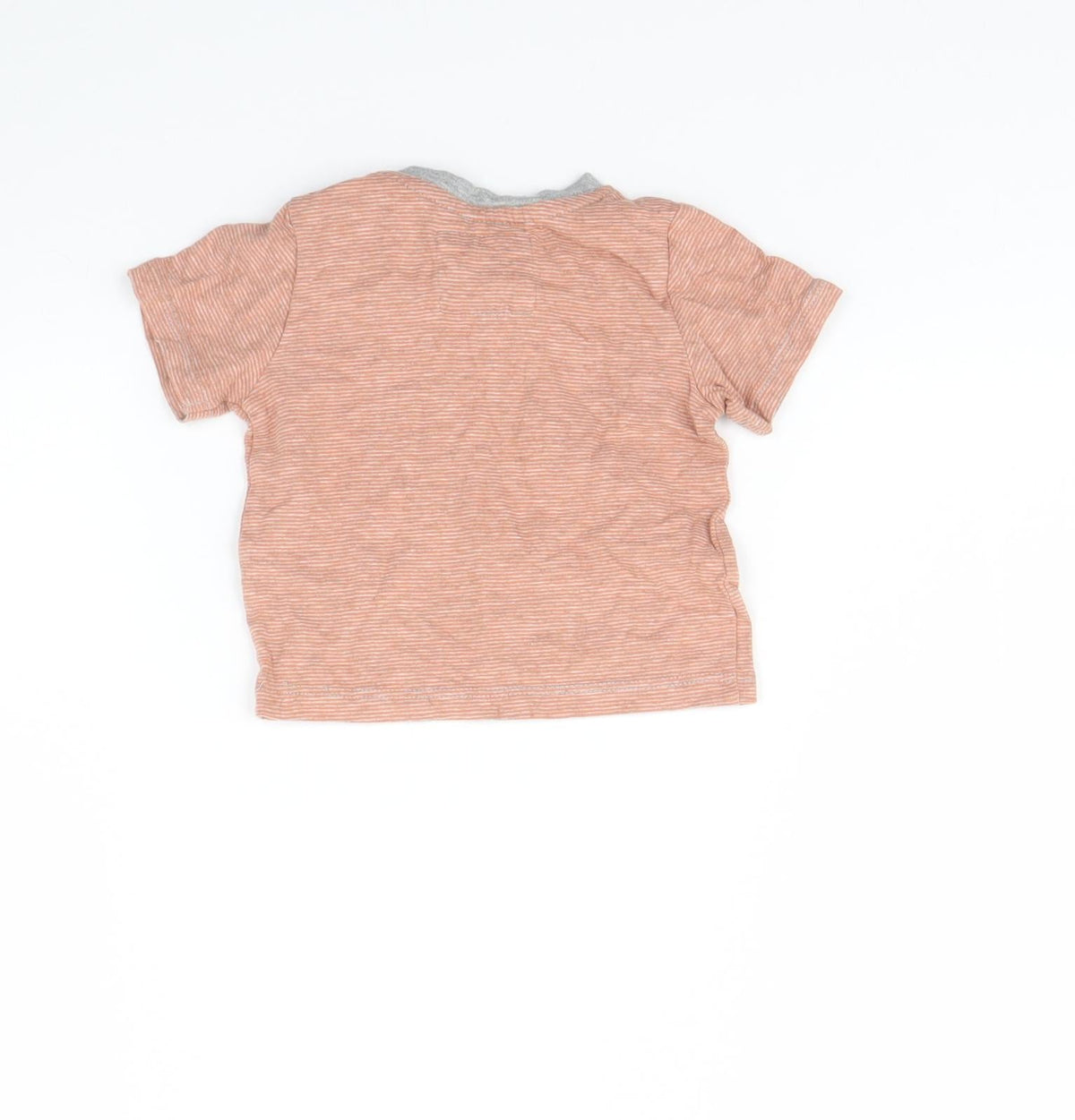 Back view of Tu Baby Orange Striped Basic T-Shirt, size 3-6, Months