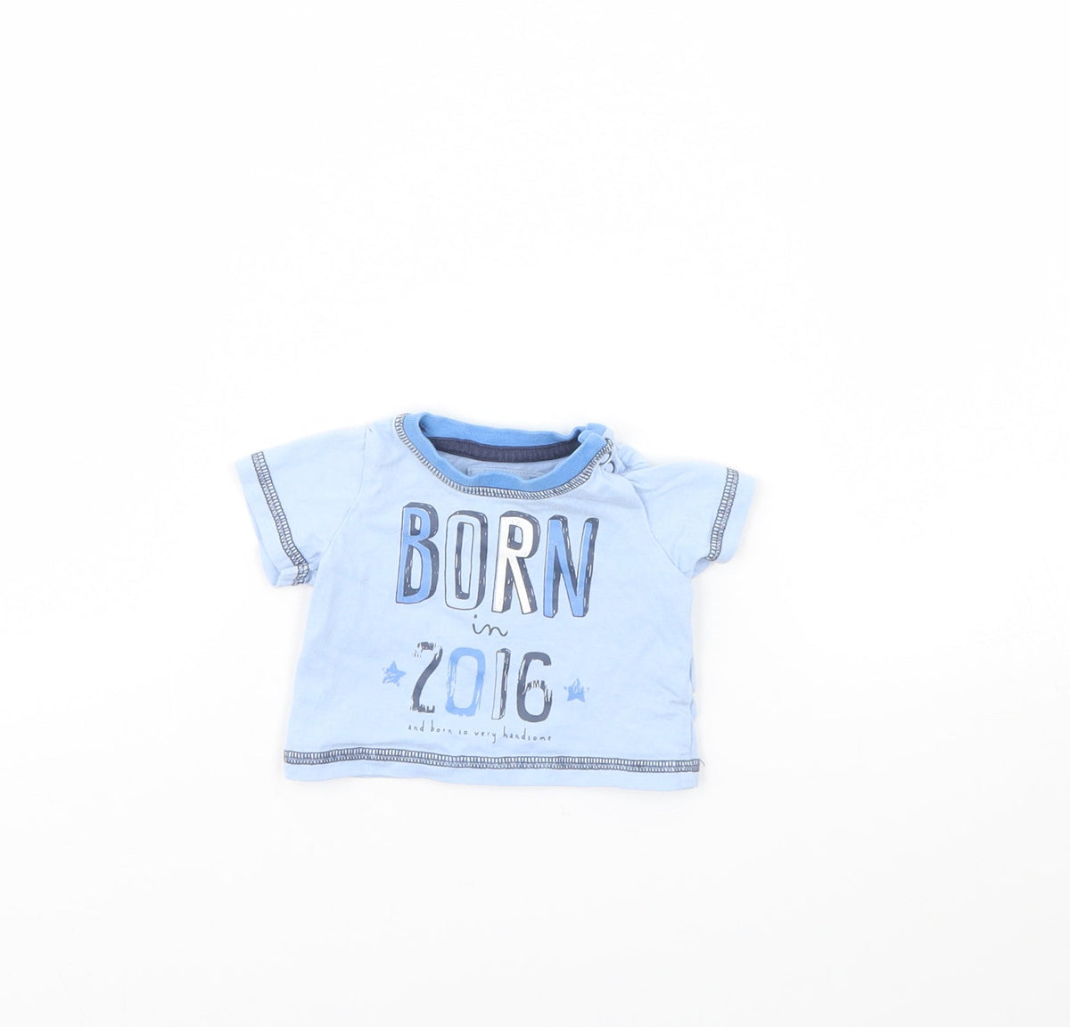 Additional front view of Tu girls’ blue basic t-shirt, size 0-3, months - tiny baby