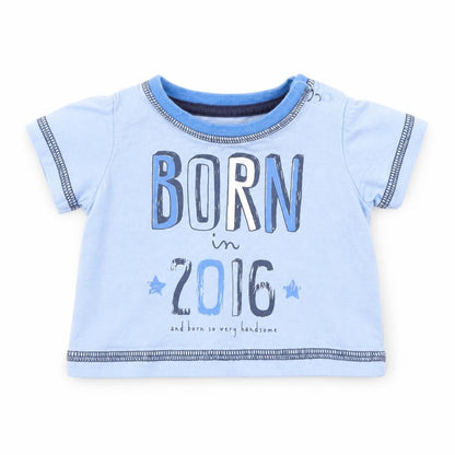 Front view of Tu girls’ blue basic t-shirt, size 0-3, months - tiny baby
