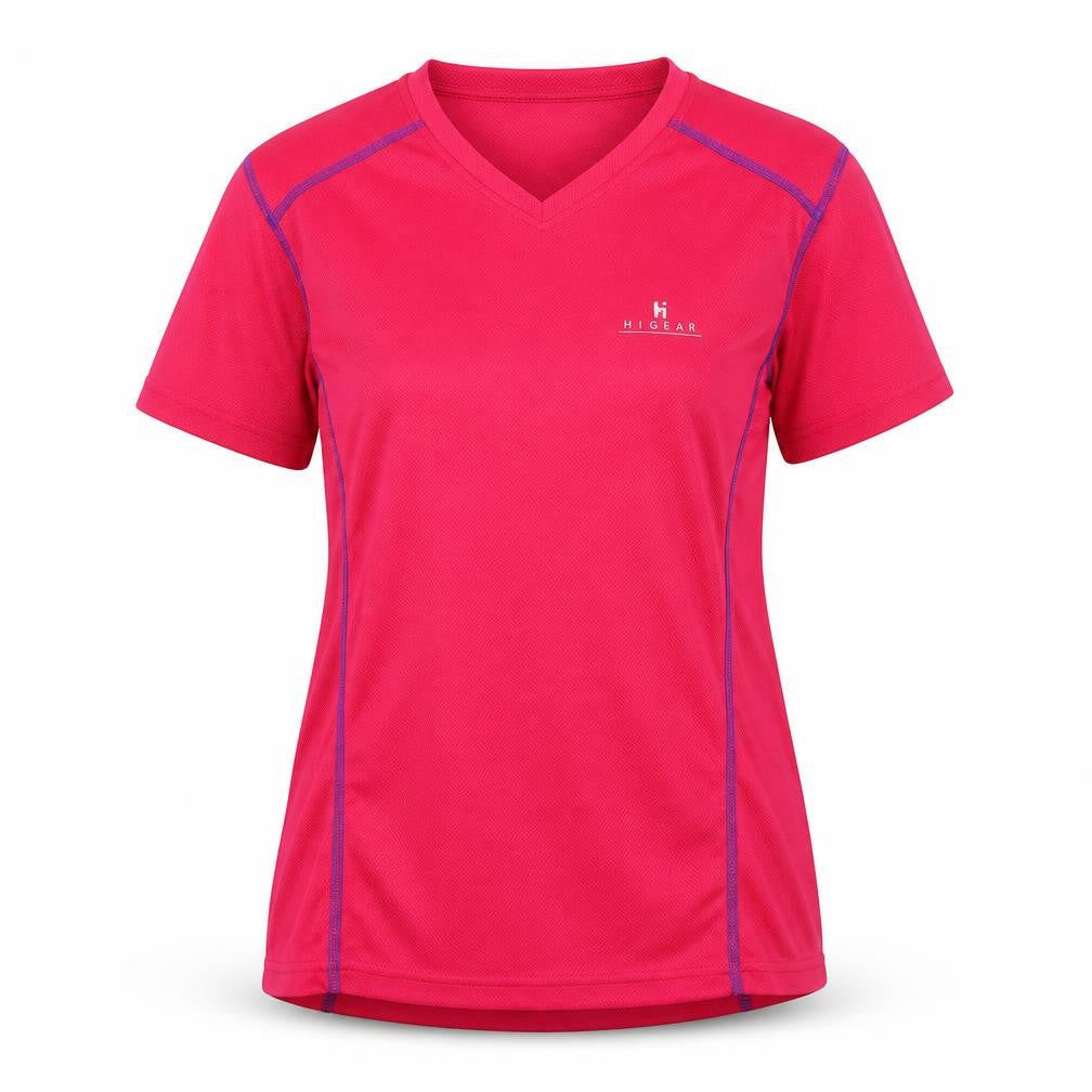 Front view of Higear women’s pink basic t-shirt, size UK 10