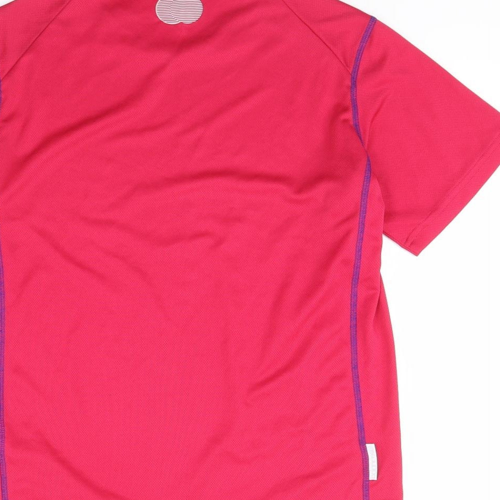 Brand and care label for Higear women’s pink basic t-shirt, size UK 10