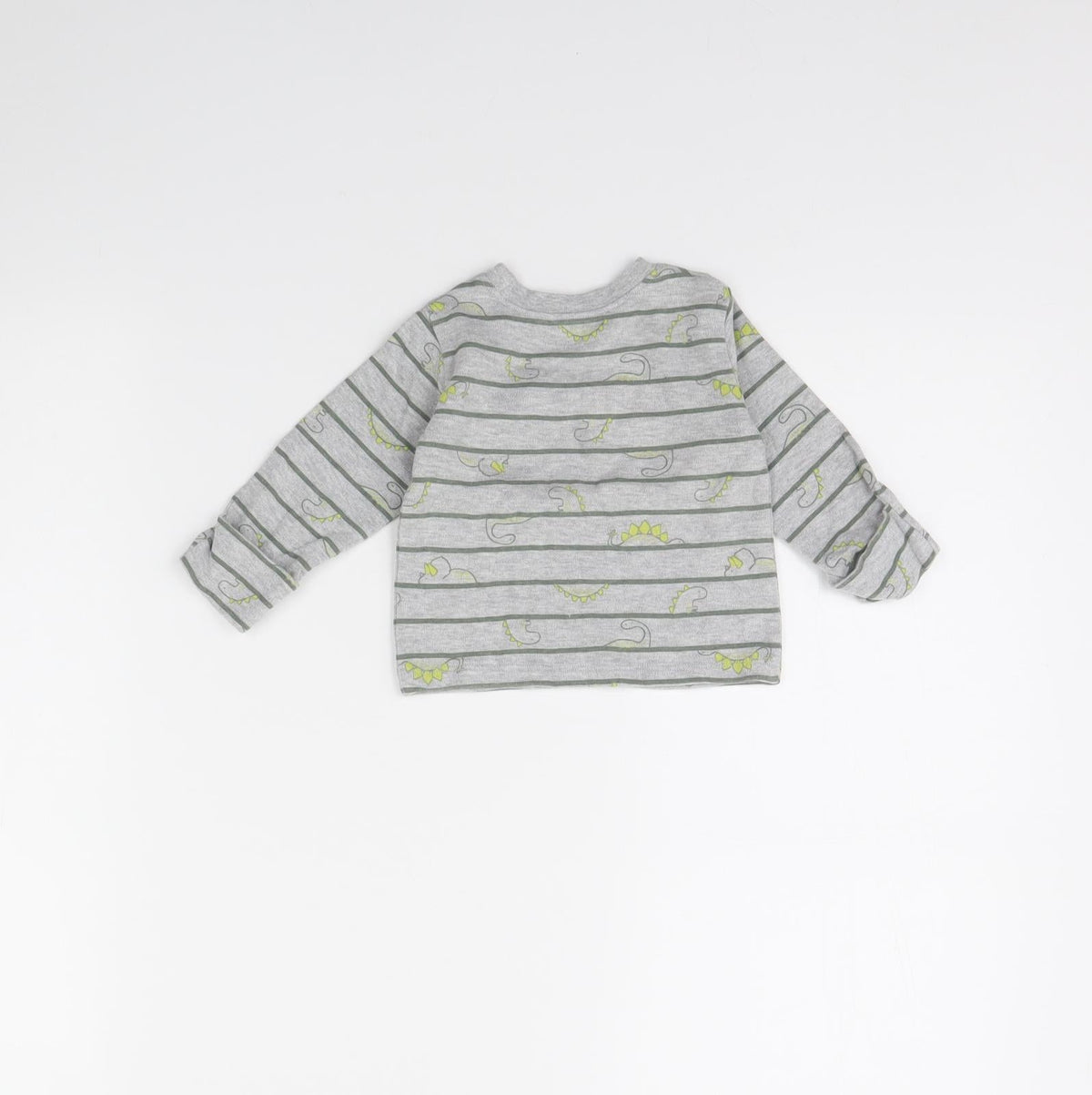 Back view of George Baby Grey Striped Basic T-Shirt, size 0-3, Months