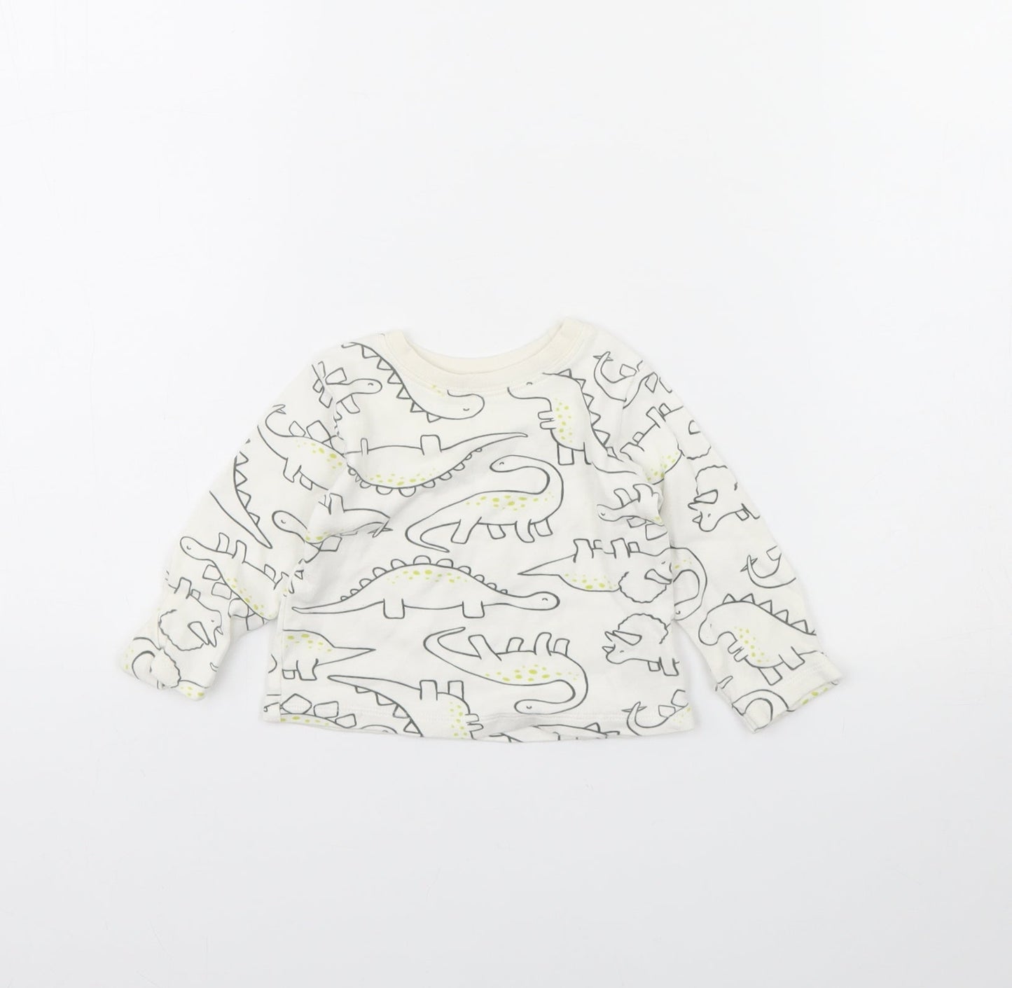 George Baby Ivory Animal Print  Basic T-Shirt Size 0-3 Months  - Dinosaur