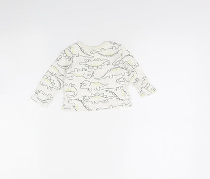 George Baby Ivory Animal Print  Basic T-Shirt Size 0-3 Months  - Dinosaur