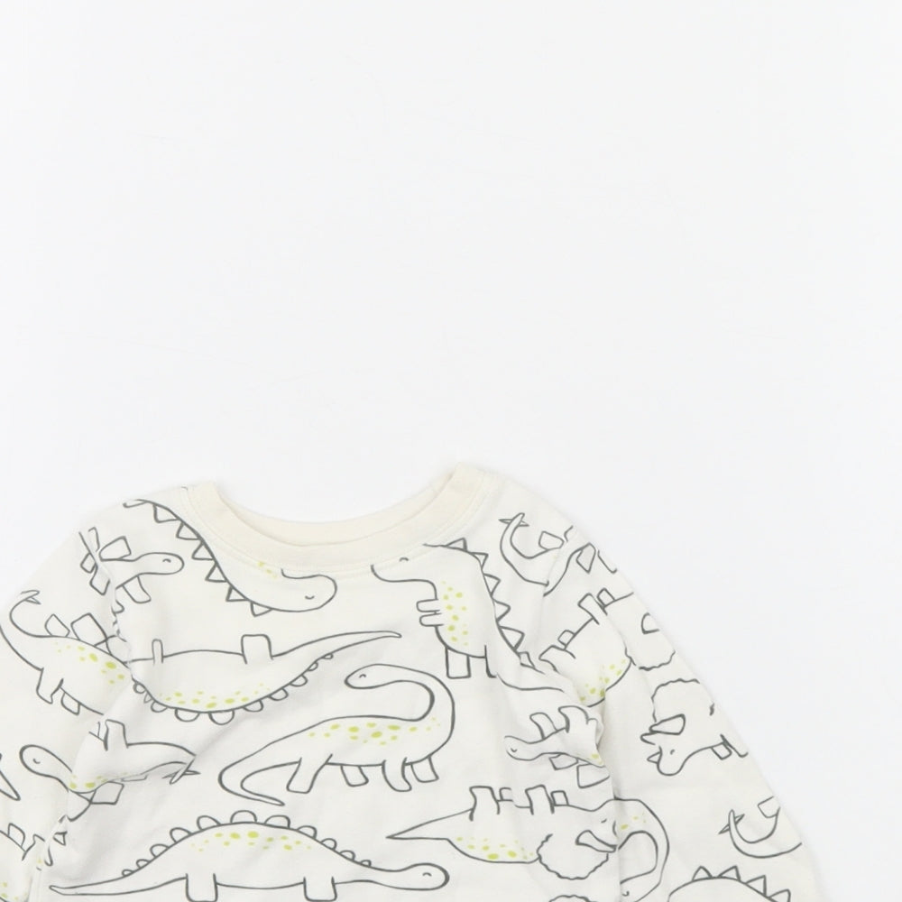 George Baby Ivory Animal Print  Basic T-Shirt Size 0-3 Months  - Dinosaur