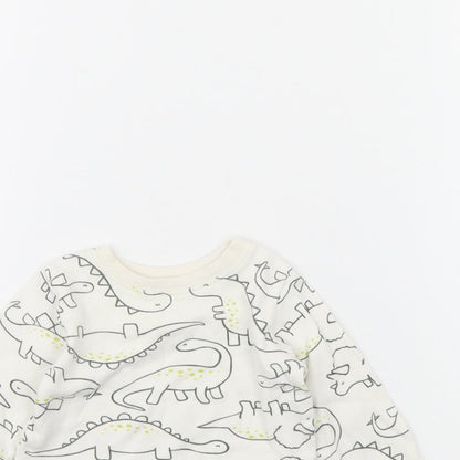 George Baby Ivory Animal Print  Basic T-Shirt Size 0-3 Months  - Dinosaur