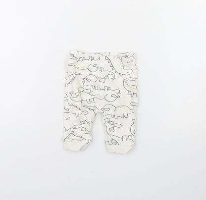 George Baby Ivory Animal Print  Jogger Trousers Size 0-3 Months  - Dinosaur