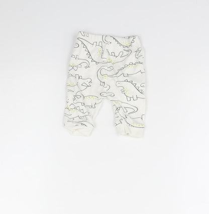 George Baby Ivory Animal Print  Jogger Trousers Size 0-3 Months  - Dinosaur
