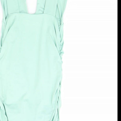 Brand and care label for Blush mark women’s green bodycon, size L