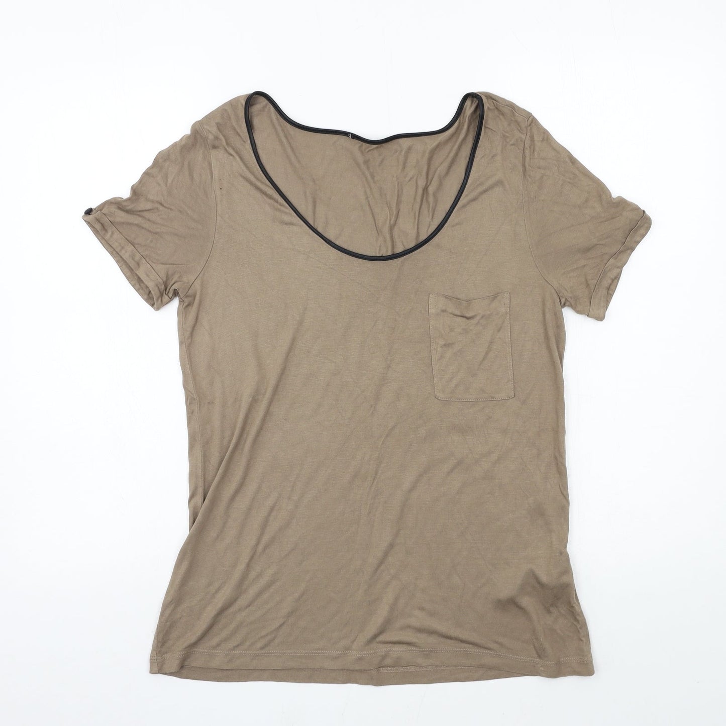 Womens UK Size 12 Marks and Spencer Brown Basic T-Shirt