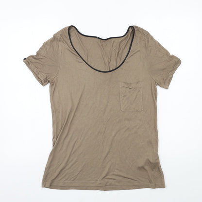 Womens UK Size 12 Marks and Spencer Brown Basic T-Shirt