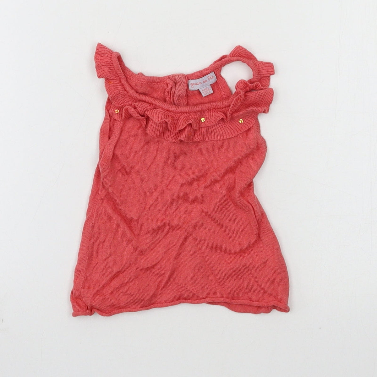 Additional front view of grain de ble girls’ pink jersey basic tank, size 6, years