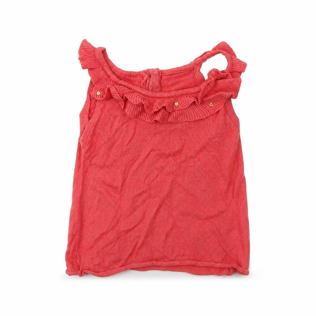 Front view of grain de ble girls’ pink jersey basic tank, size 6, years
