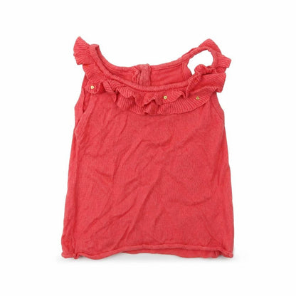Front view of grain de ble girls’ pink jersey basic tank, size 6, years