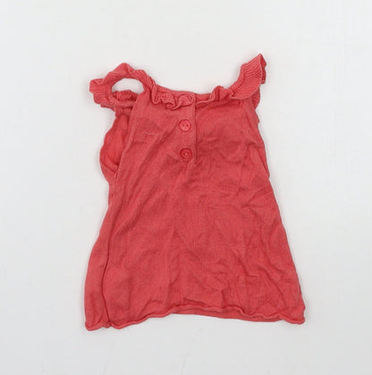 Back view of grain de ble girls’ pink jersey basic tank, size 6, years