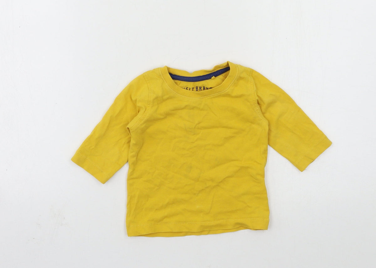 Additional front view of Next boys’ yellow jersey basic t-shirt, size 3-6, months