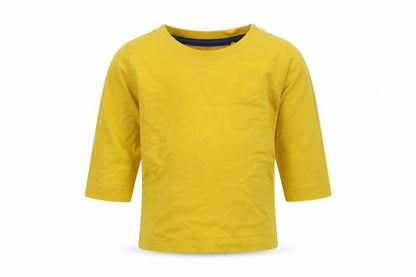 Front view of Next boys’ yellow jersey basic t-shirt, size 3-6, months