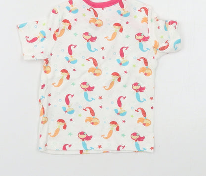 F&F Girls White Geometric Jersey Basic T-Shirt Size 0-3 Months  - Mermaid