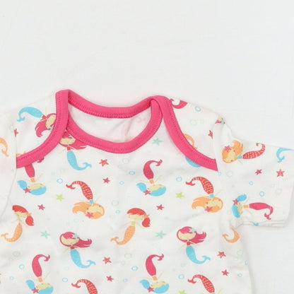 F&F Girls White Geometric Jersey Basic T-Shirt Size 0-3 Months  - Mermaid