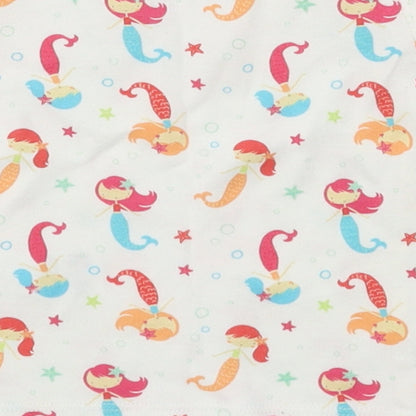 F&F Girls White Geometric Jersey Basic T-Shirt Size 0-3 Months  - Mermaid