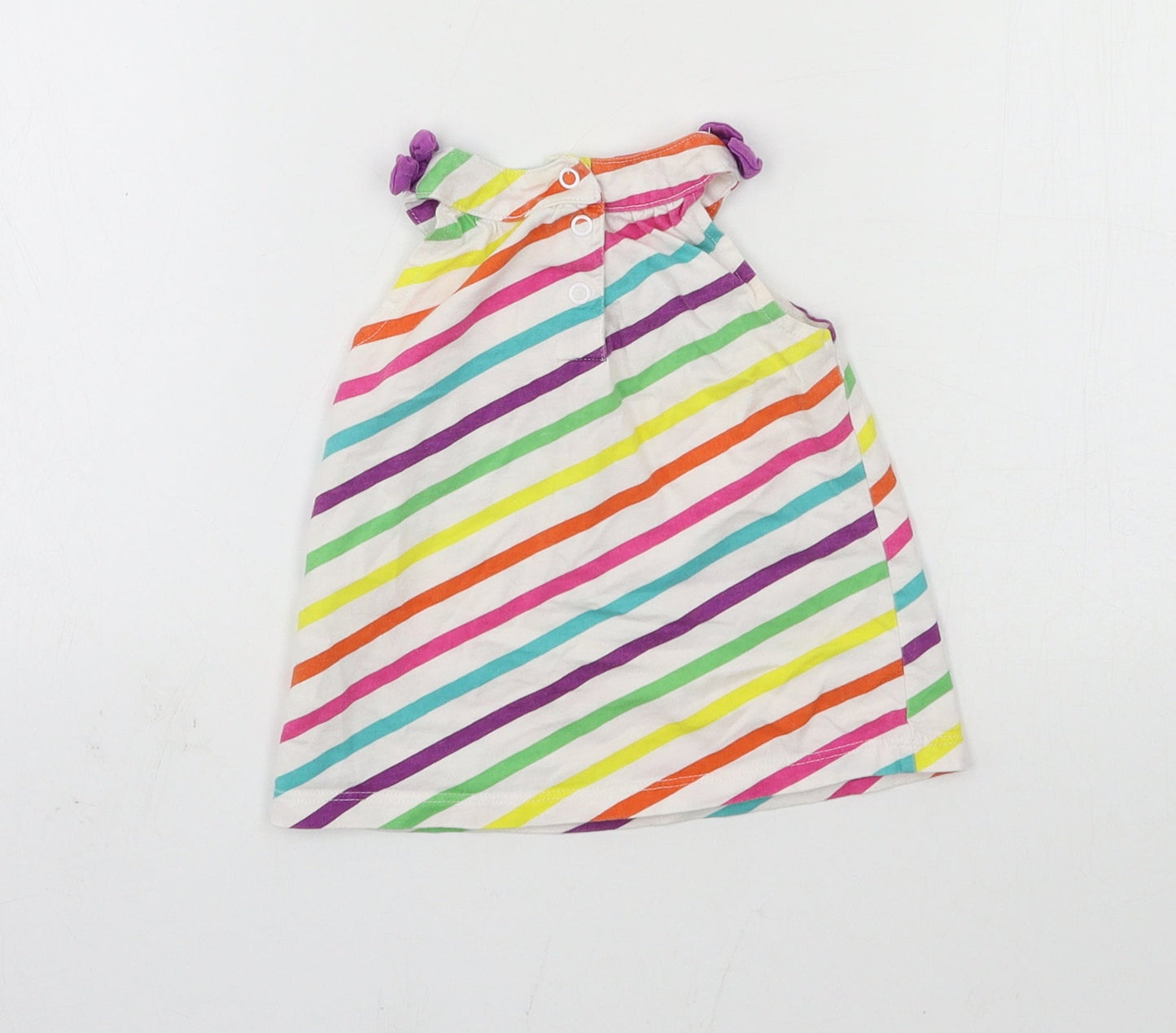 Mothercare Girls Multicoloured Striped Jersey Basic Tank Size 6-9 Months