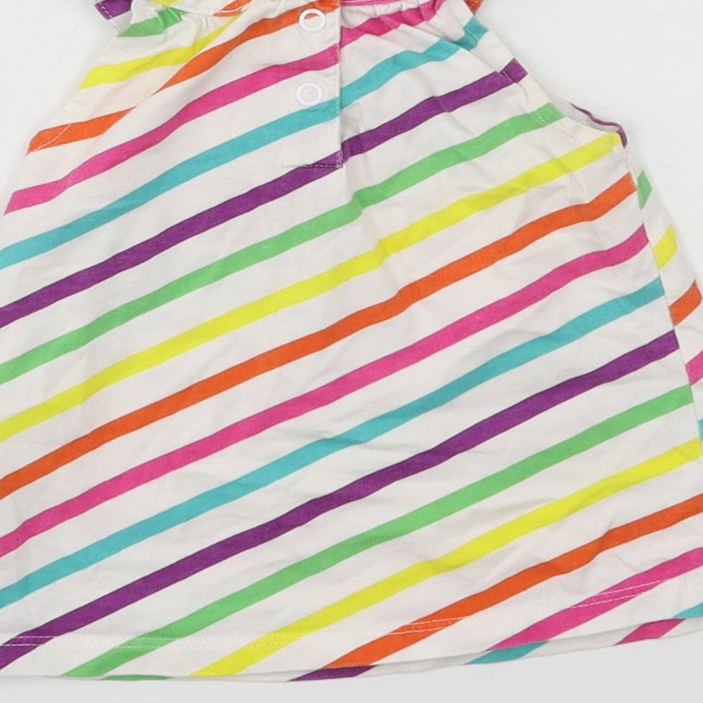 Mothercare Girls Multicoloured Striped Jersey Basic Tank Size 6-9 Months