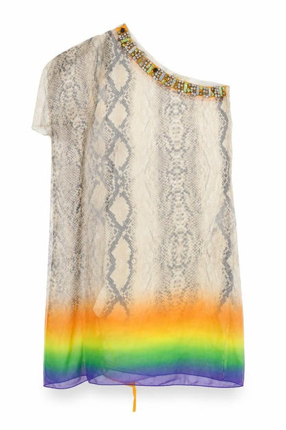 Front view of Party 21 women’s multicoloured animal print jersey bodycon, size M