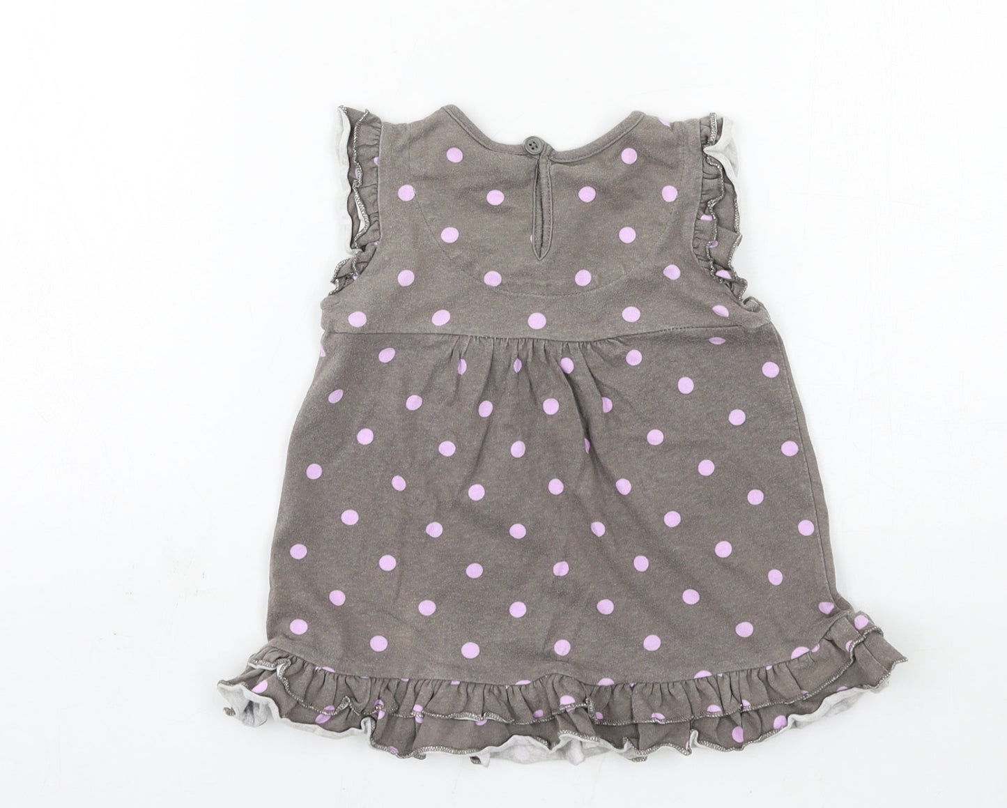 TU Girls Grey Polka Dot Jersey A-Line  Size 18-24 Months  - rabbit