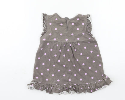 TU Girls Grey Polka Dot Jersey A-Line  Size 18-24 Months  - rabbit