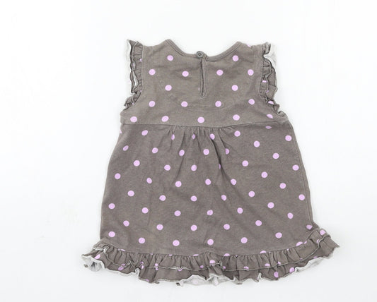 TU Girls Grey Polka Dot Jersey A-Line  Size 18-24 Months  - rabbit