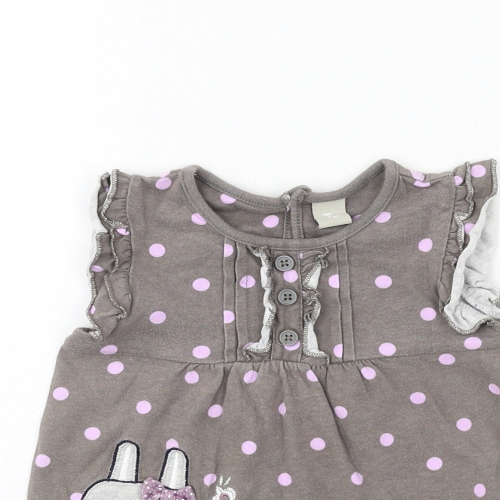 TU Girls Grey Polka Dot Jersey A-Line  Size 18-24 Months  - rabbit