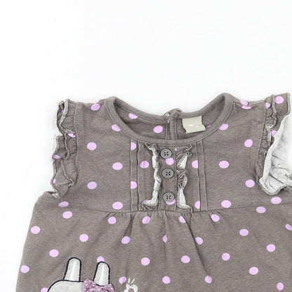 TU Girls Grey Polka Dot Jersey A-Line  Size 18-24 Months  - rabbit