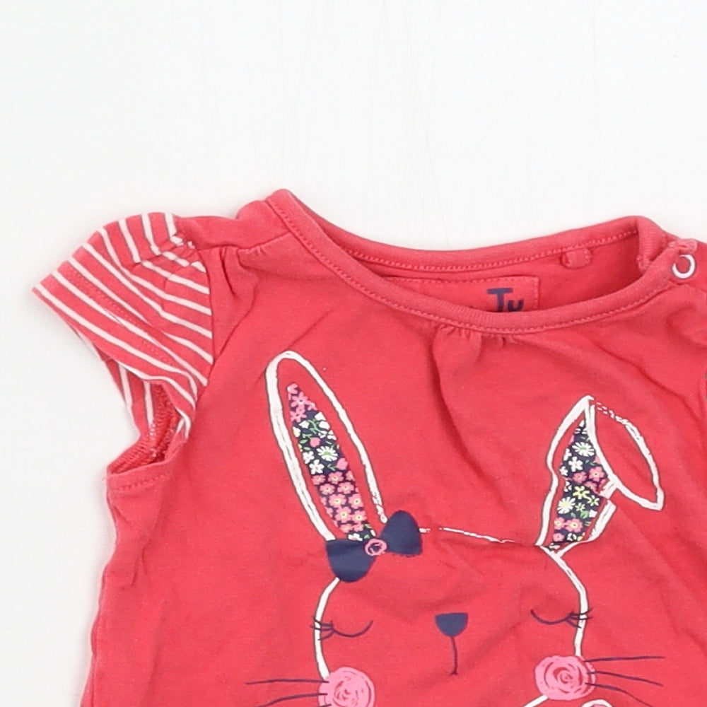 TU Girls Pink  Jersey Basic T-Shirt Size 3-6 Months  - Rabbit