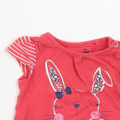 TU Girls Pink  Jersey Basic T-Shirt Size 3-6 Months  - Rabbit