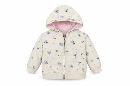 Front view of Next boys’ ivory floral jersey jacket, size 0-3, months